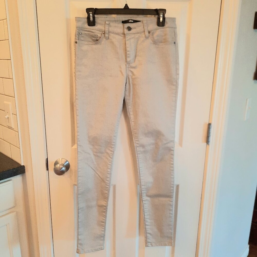 Else Ankle Skinny Stretch Jeans in Silver/Gray, Size 28